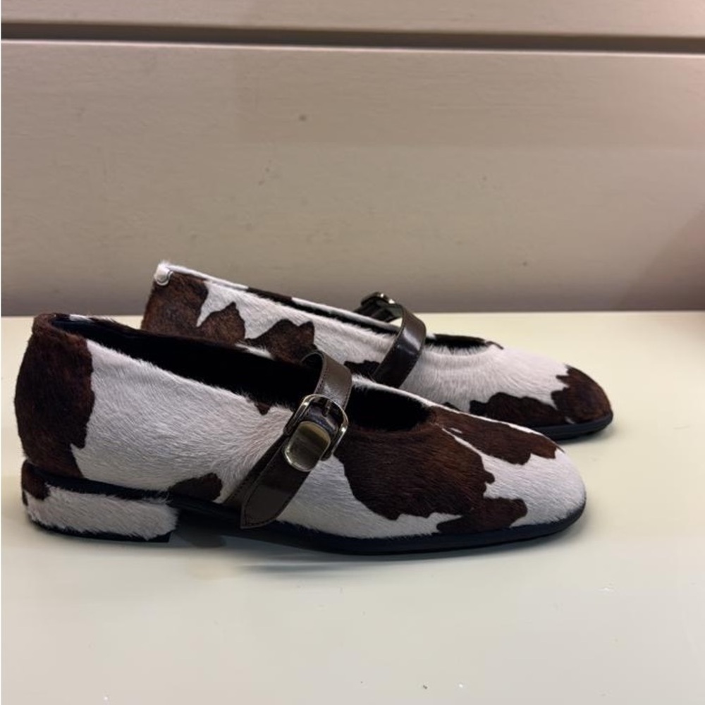 Pons Quintana cow print Brown & White Cowhide Mary Janes with Buckle calf hair - Picture 2 of 4